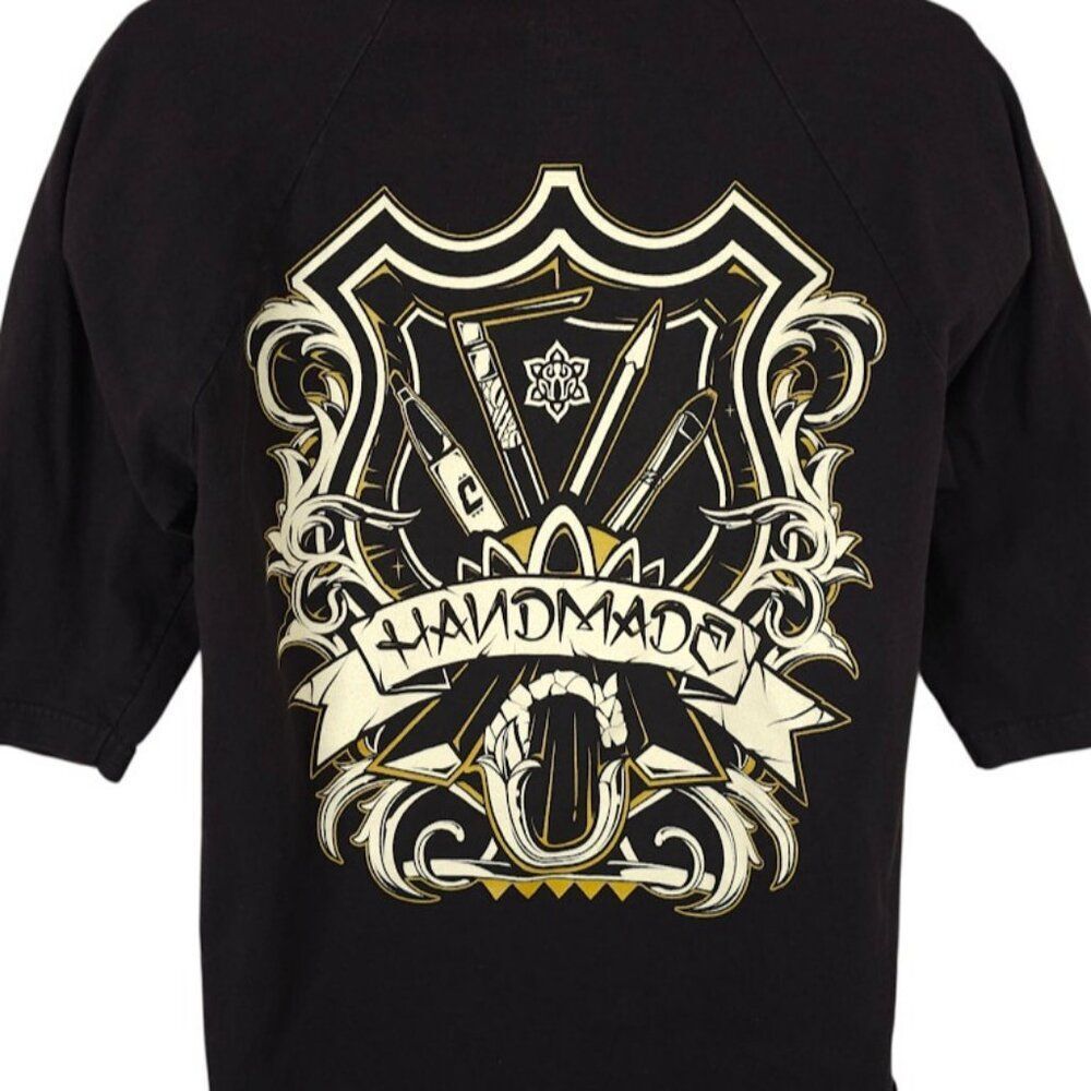 Cukui Handmade T Shirt Mens Size Large Black Raglan Art Tee Artist Tools